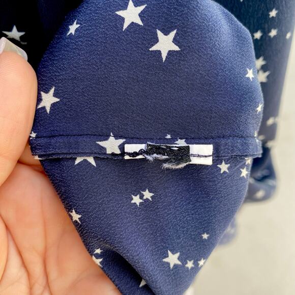 KATE SPADE Silk Navy Blue & Stars Dress Sz S Nautical Patriotic Summer 4th July - Picture 11 of 12